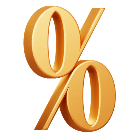 Golden Percentage Symbol  3D Icon