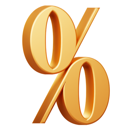 Golden Percentage Symbol  3D Icon