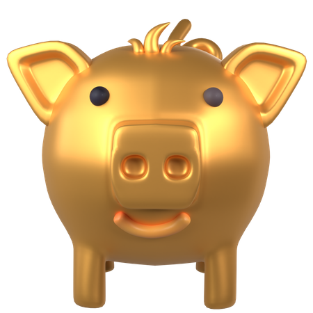 Golden Piggy Bank  3D Icon