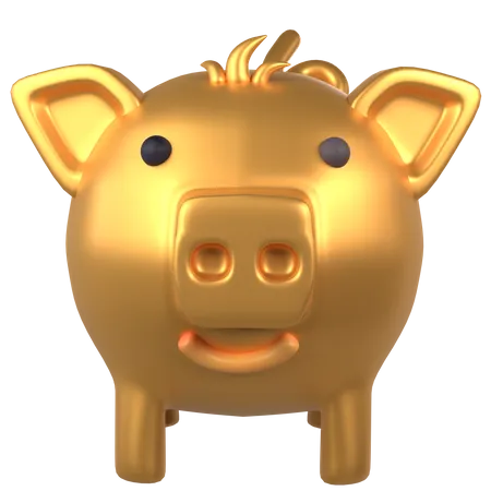 Golden Piggy Bank  3D Icon