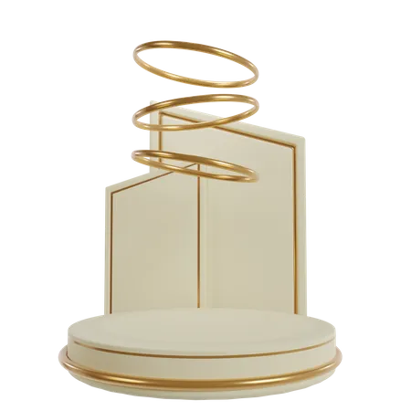 3 D Golden Podium And Ring 3D Icon