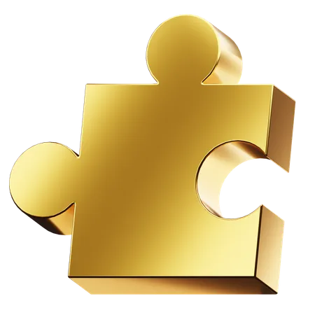 Golden Puzzle Piece 3 D Icon 3D Icon