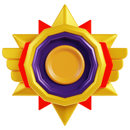 Golden Rank Badges  3D Icon