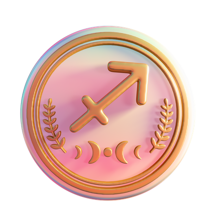 Golden Sagittarius Sign  3D Icon