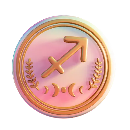 Golden Sagittarius Sign  3D Icon