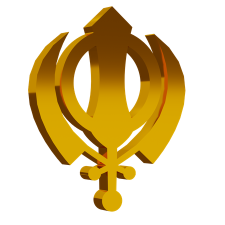 Golden Sikhism Symbol  3D Icon