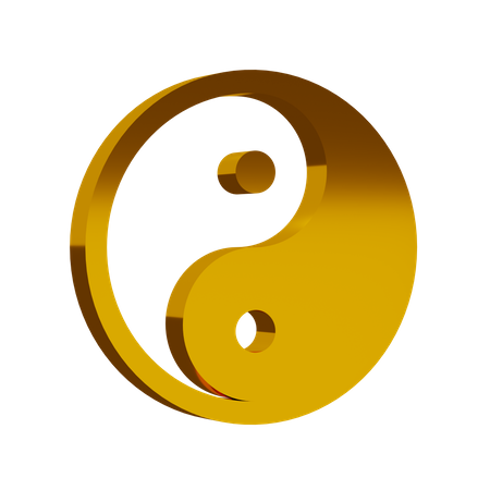 Golden Taoism Symbol  3D Icon