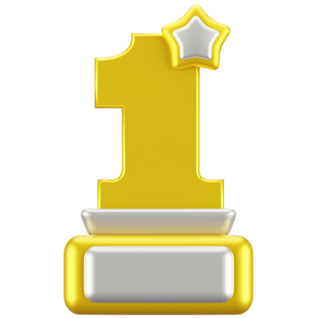 Golden Trophy Number One  3D Icon