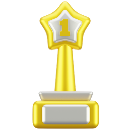 Golden Trophy With Number One  3D Icon