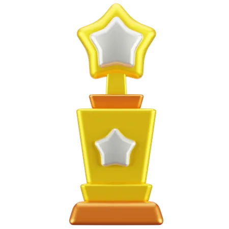 Golden Trophy With Star  3D Icon