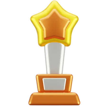 Golden Trophy With Star  3D Icon