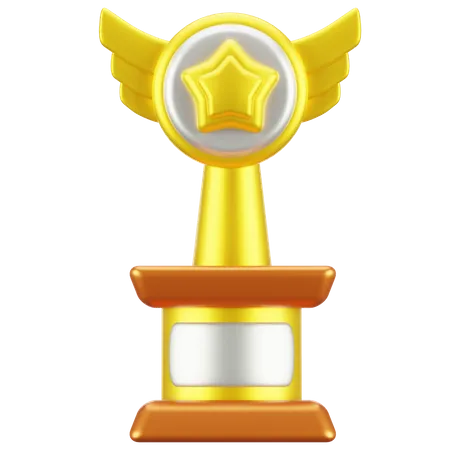 Golden Trophy With Star  3D Icon