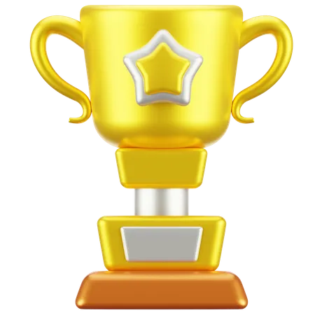 Golden Trophy With Star  3D Icon