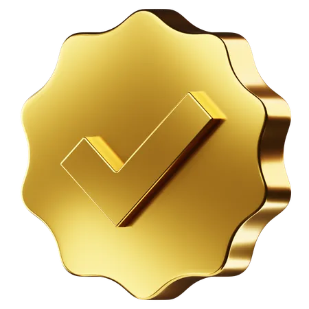 Golden verified status  3D Icon