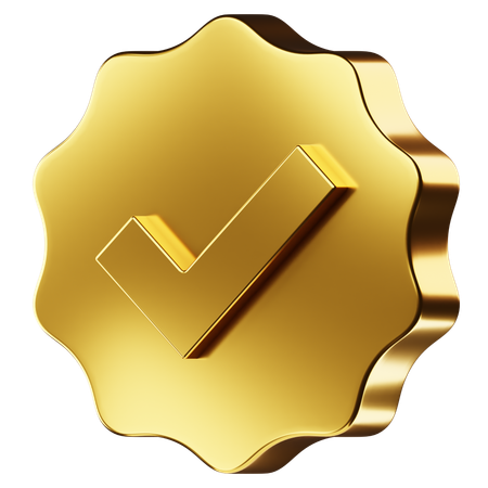 Golden verified status  3D Icon