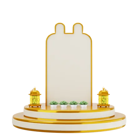 Goldenes weißes elegantes Moscheenpodium  3D Illustration