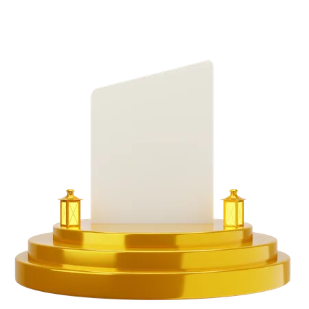 Goldenes weißes elegantes Moscheenpodium  3D Illustration