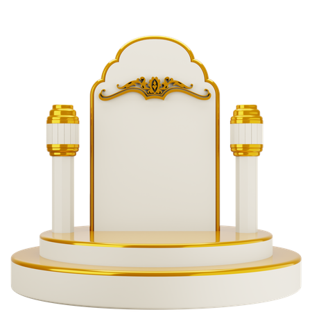 Goldenes weißes elegantes Moscheenpodium  3D Illustration