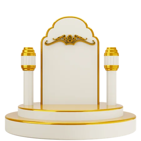 Goldenes weißes elegantes Moscheenpodium  3D Illustration