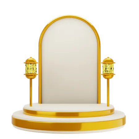 Goldenes weißes elegantes Moscheenpodium  3D Illustration