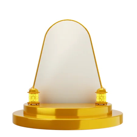 Golden White Elegant Mosque Podium  3D Illustration