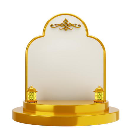 Golden White Elegant Mosque Podium  3D Illustration