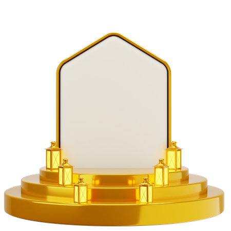 Golden White Elegant Mosque Podium  3D Illustration