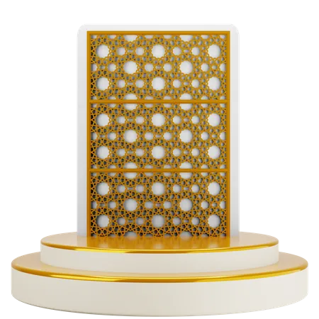 Golden White Elegant Mosque Podium  3D Illustration