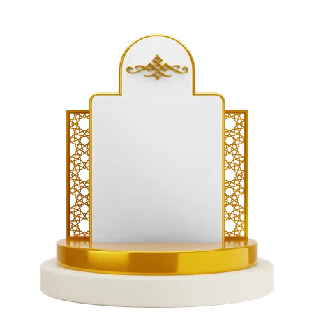 Golden White Elegant Mosque Podium  3D Illustration