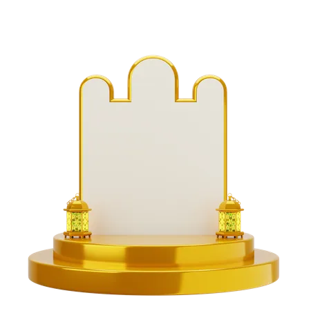 Golden White Elegant Mosque Podium  3D Illustration