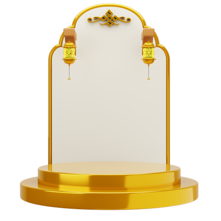 Golden White Elegant Mosque Podium  3D Illustration