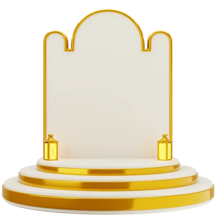 Golden White Elegant Mosque Podium  3D Illustration