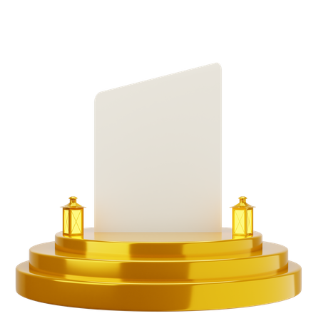 Golden White Elegant Mosque Podium  3D Illustration