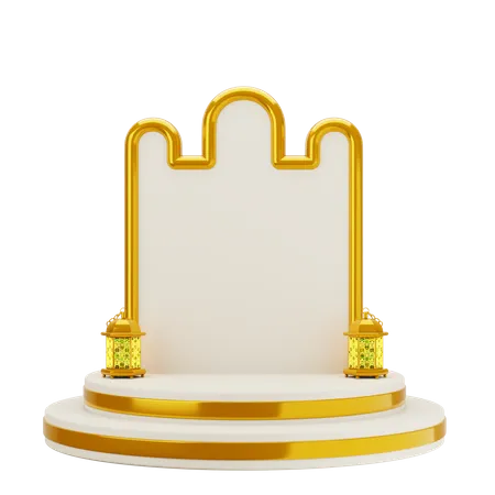 Golden White Elegant Mosque Podium  3D Illustration