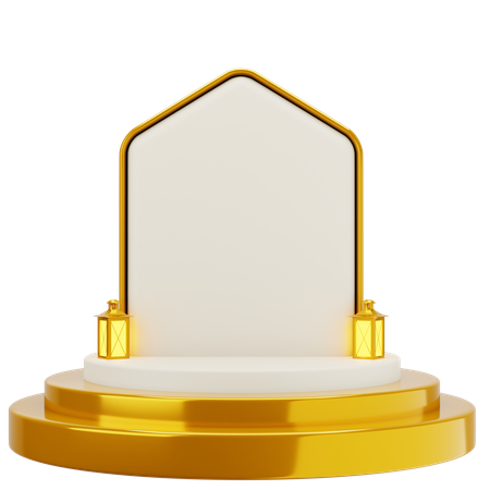 Golden White Elegant Mosque Podium  3D Illustration