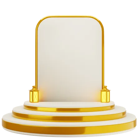 Golden White Elegant Mosque Podium  3D Illustration