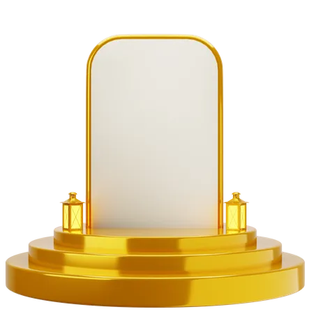 Golden White Elegant Mosque Podium  3D Illustration