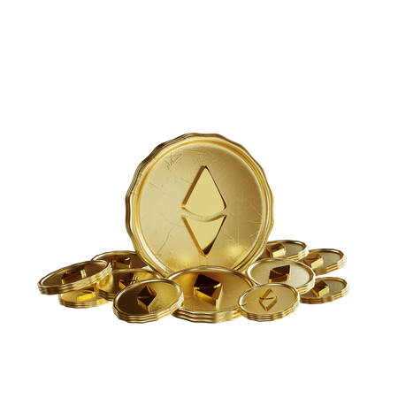 Goldene Ethereum-Münzen  3D Illustration
