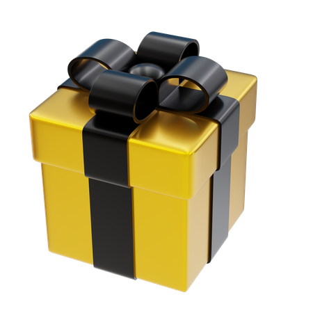 Goldene Geschenkbox mit schwarzer Schleife  3D Icon