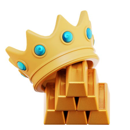 Goldene Krone und Gold  3D Icon