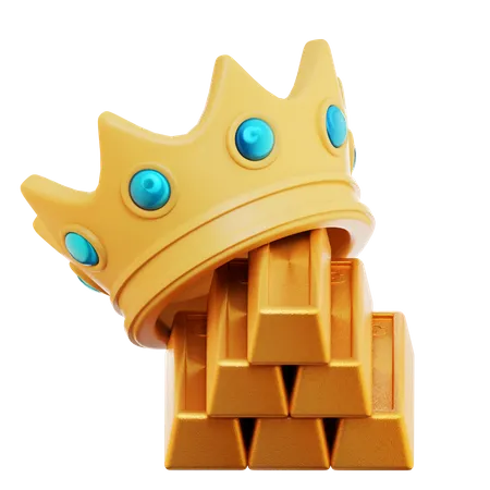 Goldene Krone und Gold  3D Icon