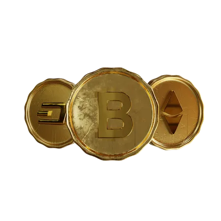 Goldene Kryptomünzen  3D Illustration