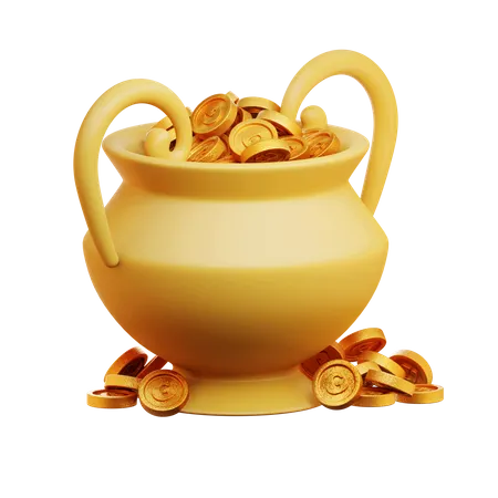 Goldene Münzen im Topf  3D Icon
