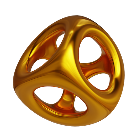 Goldener Drahtgitterwürfel  3D Icon