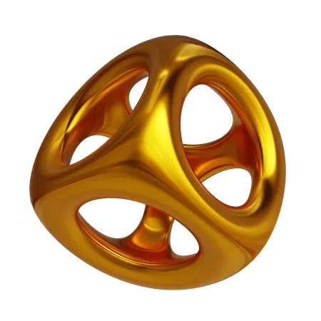 Goldener Drahtgitterwürfel  3D Icon