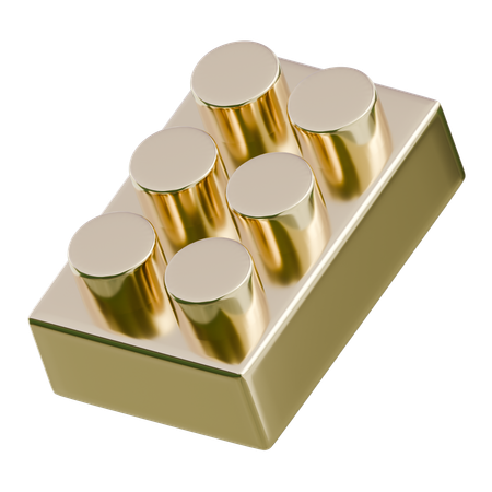 Goldener Lego 2 x 3 Stein  3D Icon