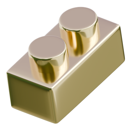 Goldener Legostein 2 x 1  3D Icon