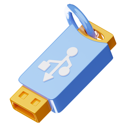Goldern Pendrive  3D Icon