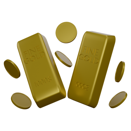 Goldmünzen und Barren  3D Icon