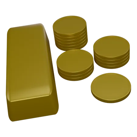 Goldbarren und Münzen  3D Icon